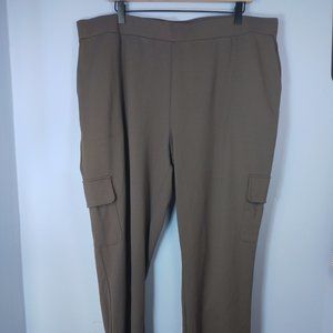 LISA RINNA Collection Pull On Knit Tapered Leg Easy Care Cargo Pants XL Brown